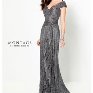 Montage by Mon Cheri Mother of the bride dress in gunmetal. Altered to 12-14